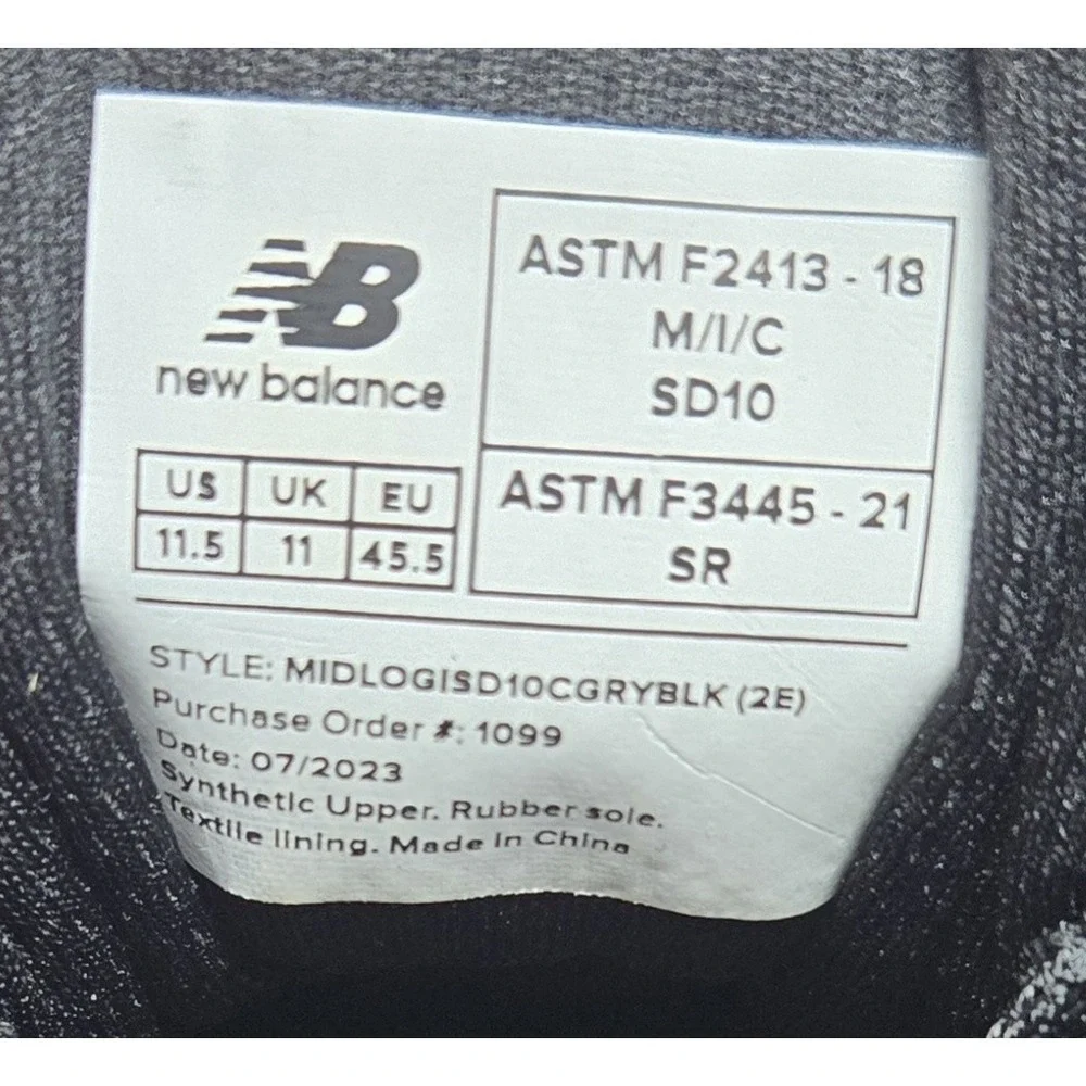 New Balance Shoes Mens 11.5EE 2E Logic Composite Safety Toe Work Gray
